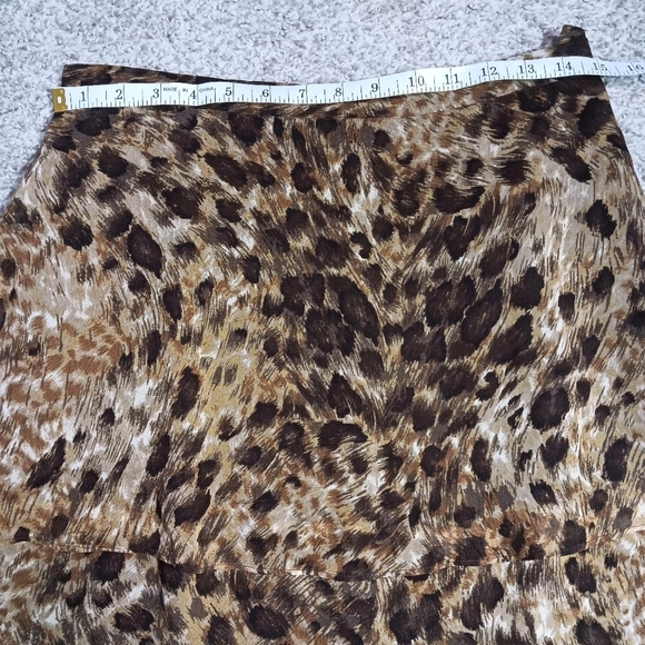 Vintage Leopard Print Skirt Women's 12 100% Silk Tiered Animal Print - Picture 2 of 9